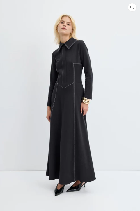 Küçük resim: PUNTO DİKİŞLİ ÖRME ELBİSE - SİYAH