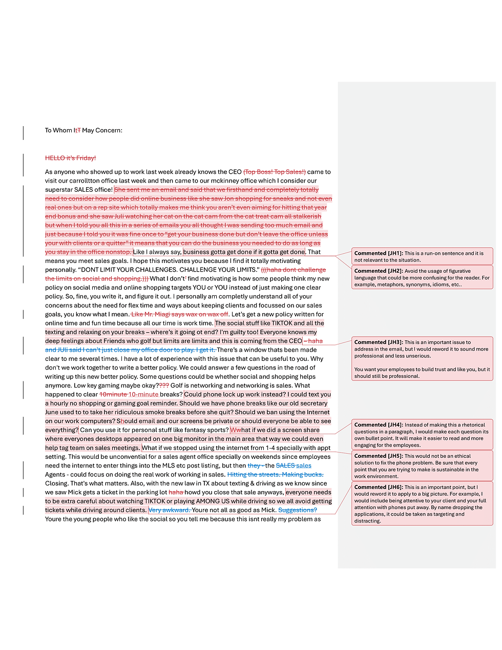 Annotated Original Email