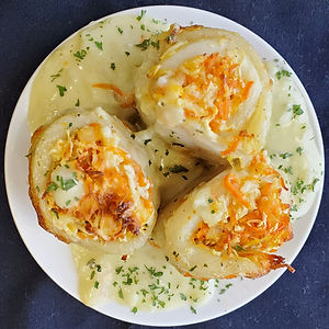Stuffed Fish Rolls with Cream Sauce