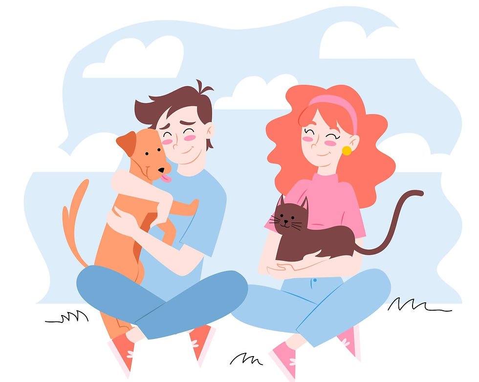 pet owner loving their pet on sunny day