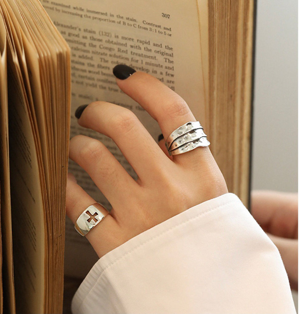Thumbnail: Wide ring Cross 925 silver