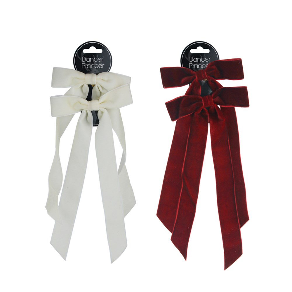 2PK BURGUNDY & IVORY BOWS