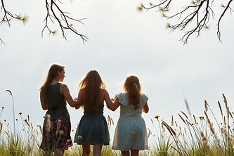 peaceful scene of united friends in natu