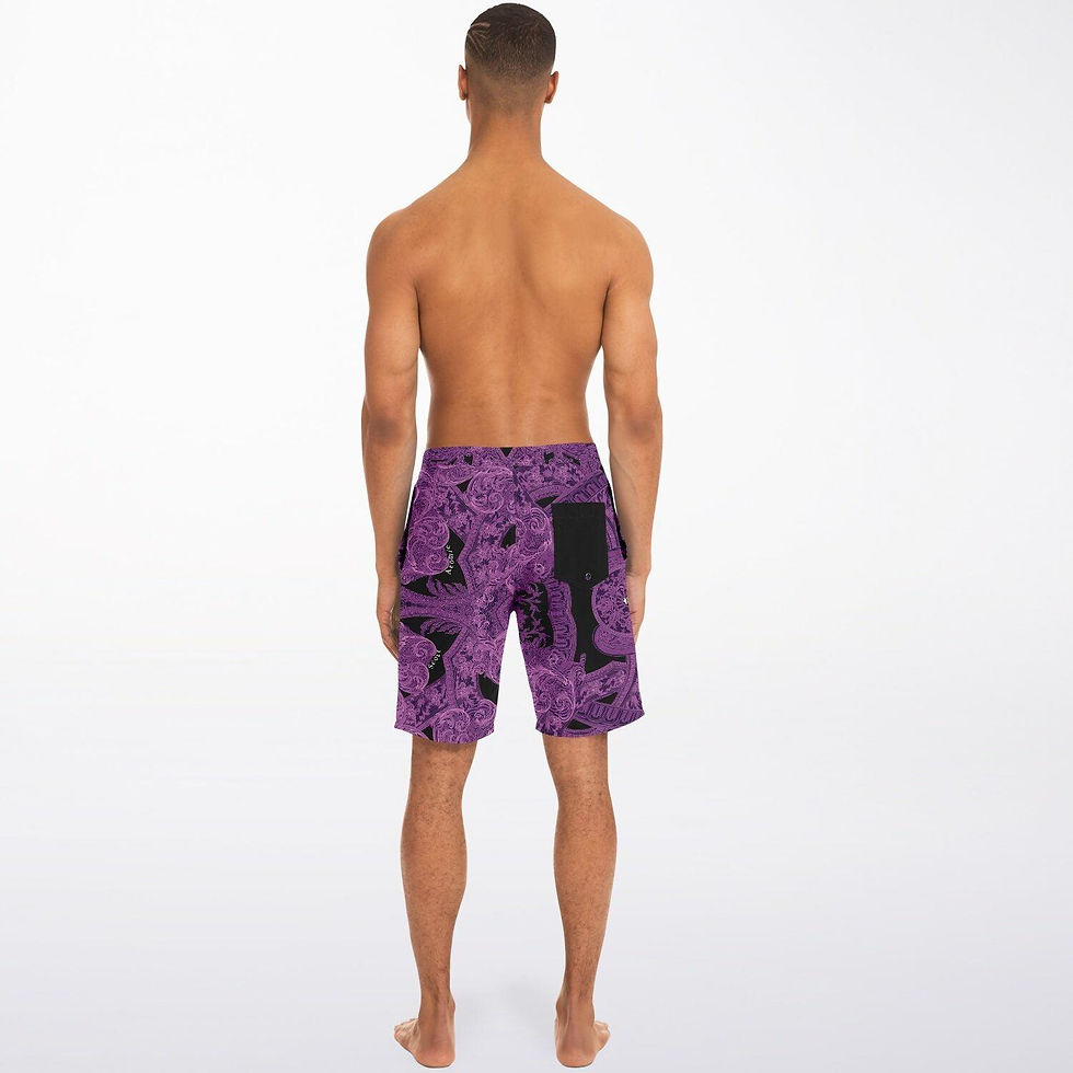 Thumbnail: Scott Atomic Purple Vintage Gothic Board Shorts