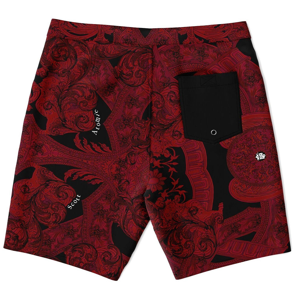 Thumbnail: Burgundy Vintage Gothic Board Shorts