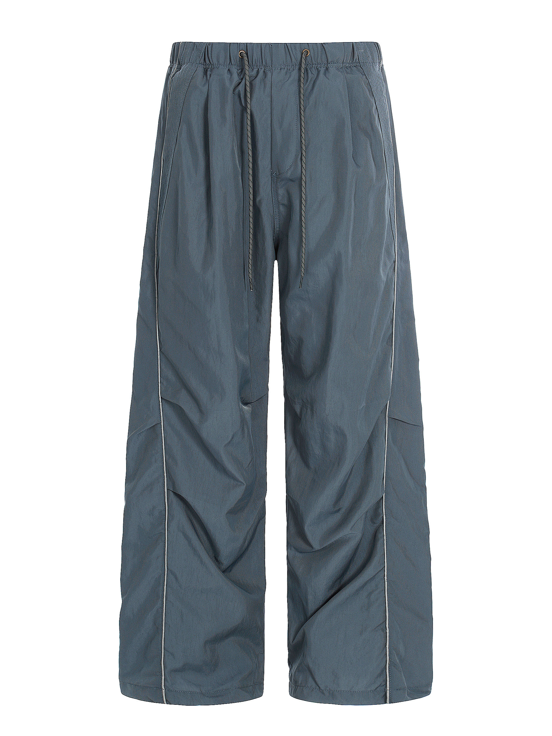 side contrast stitching nylon wide-leg pants