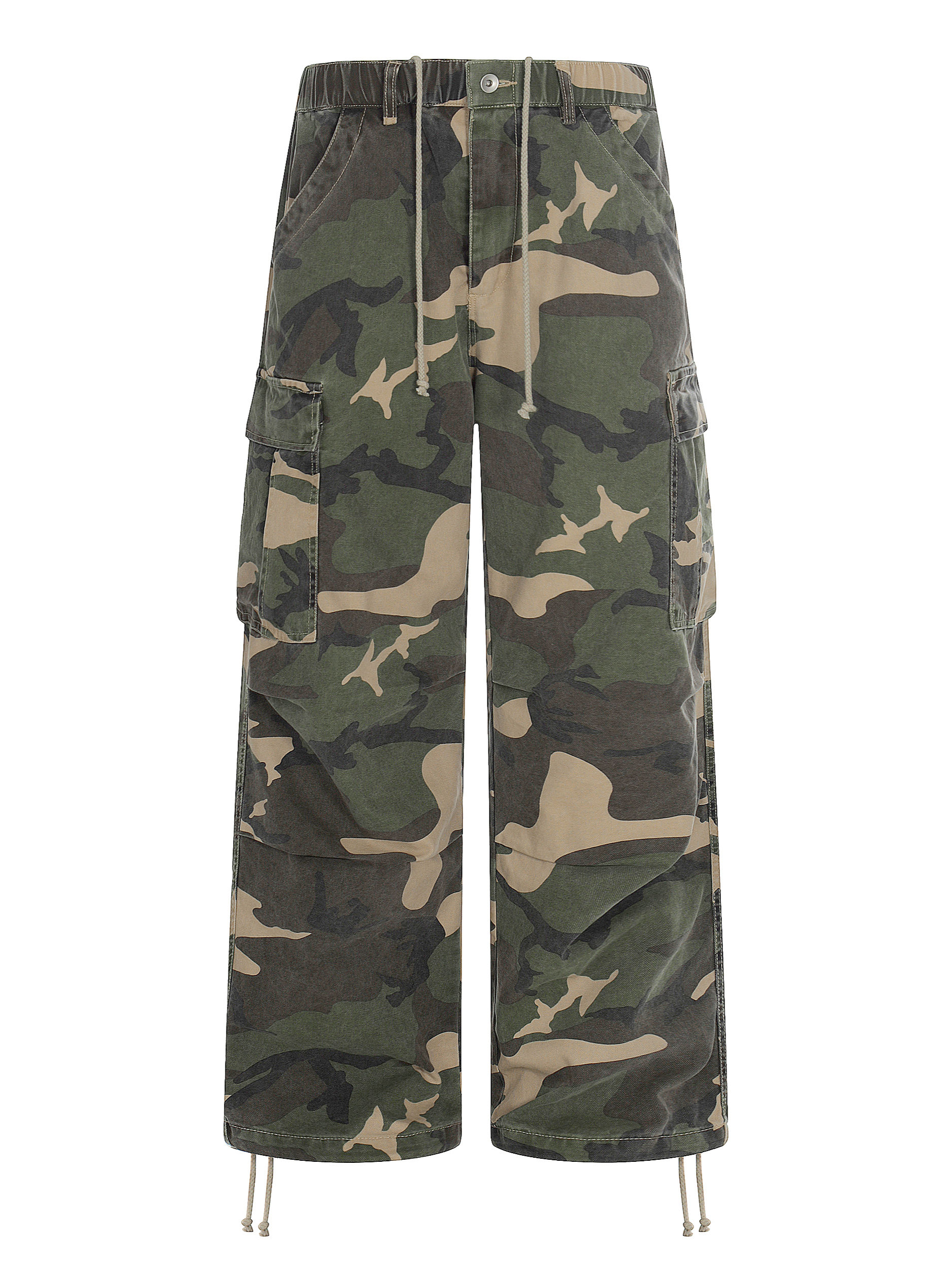 camouflage pants drawstring waist with cargo pockets
