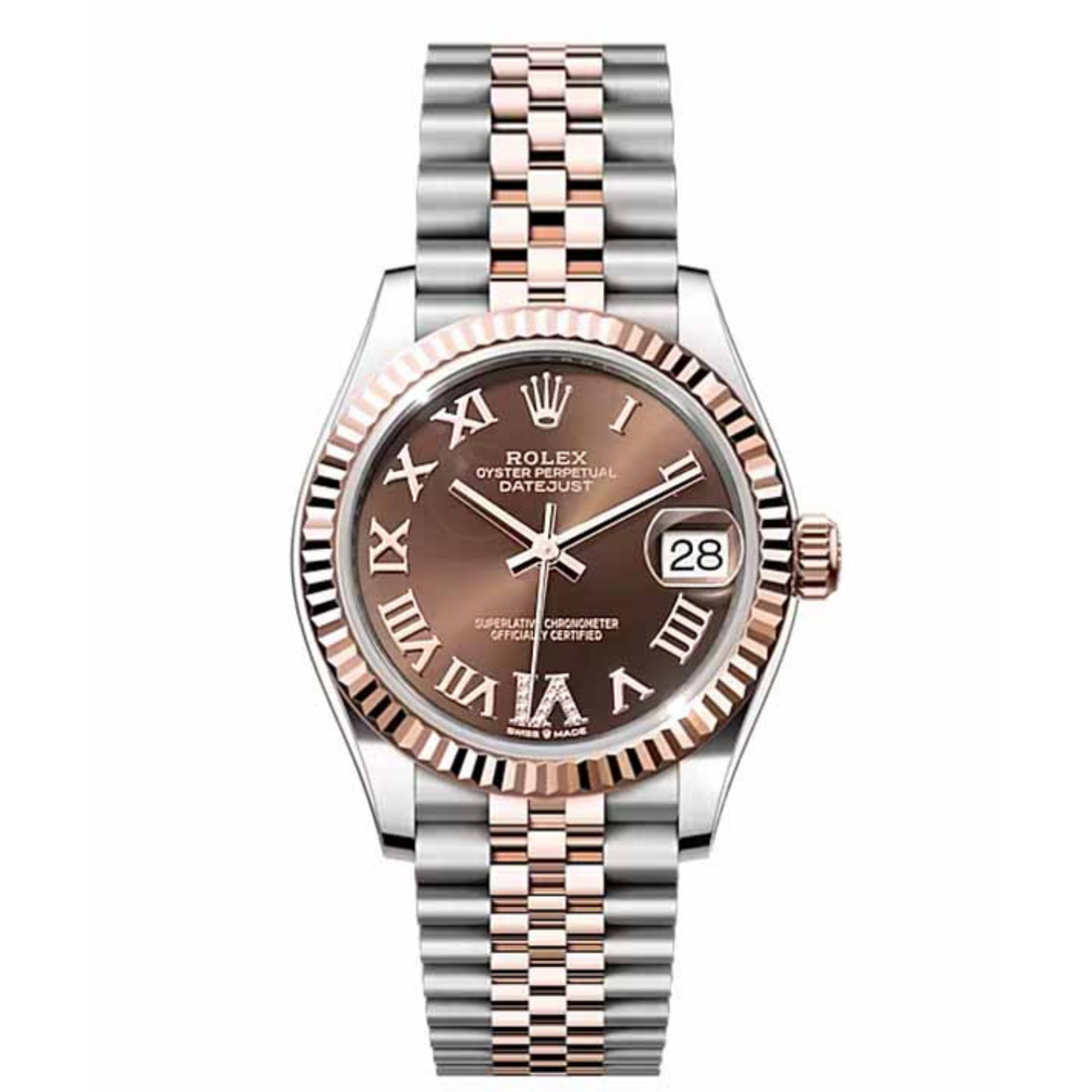 Rolex Ladies DateJust, Chocolate Roman Dial, S/Steel & R/Gold, 31mm (2019