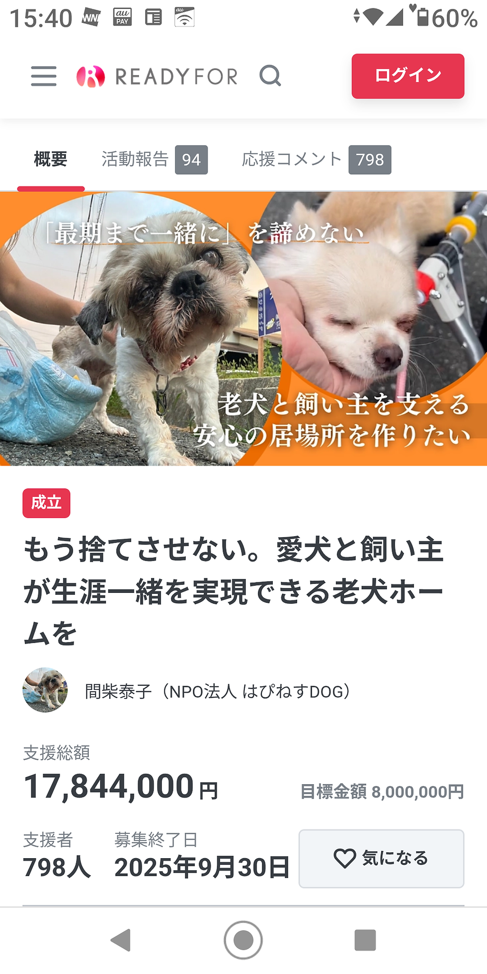 クラファン成立のご報告🐕