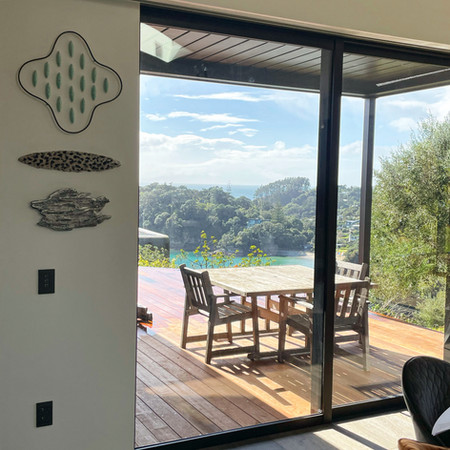 Art helping to frame the view - Waiheke Island.
