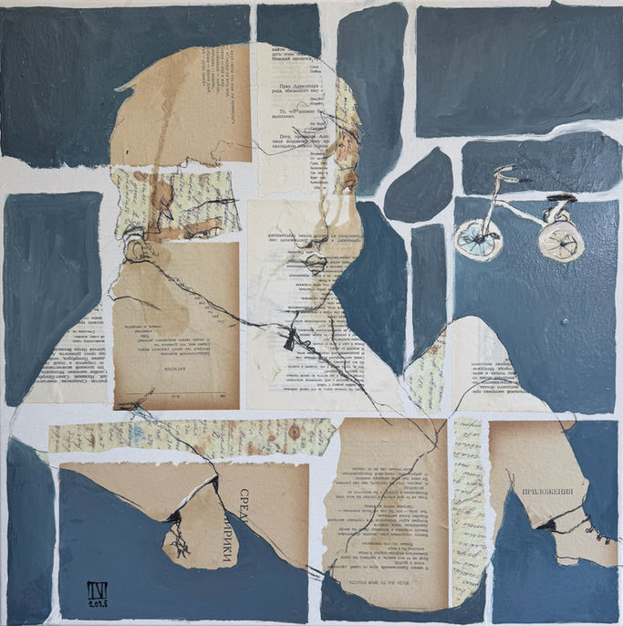 Boy Dreams, Oil on Canvas, Size: 51 W x 51 H x 2 D cm