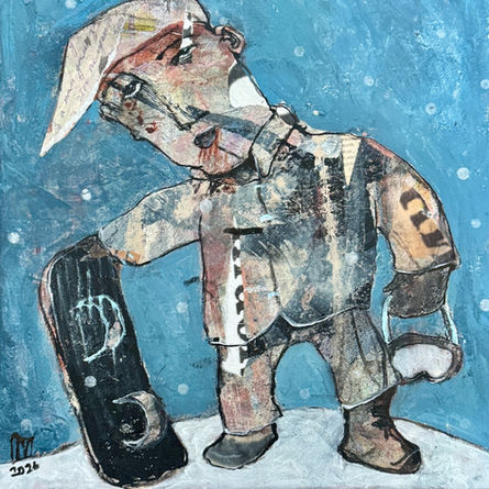 Shredder - 2026 - oil & mixed media on canvas - 35h x 35w x 6.5d cm