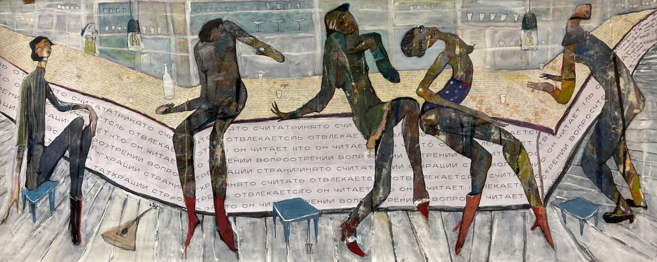 Ladies Night, original Painting, Oil on Paper
Size: 220 W x 90 H x 0.3 D cm 