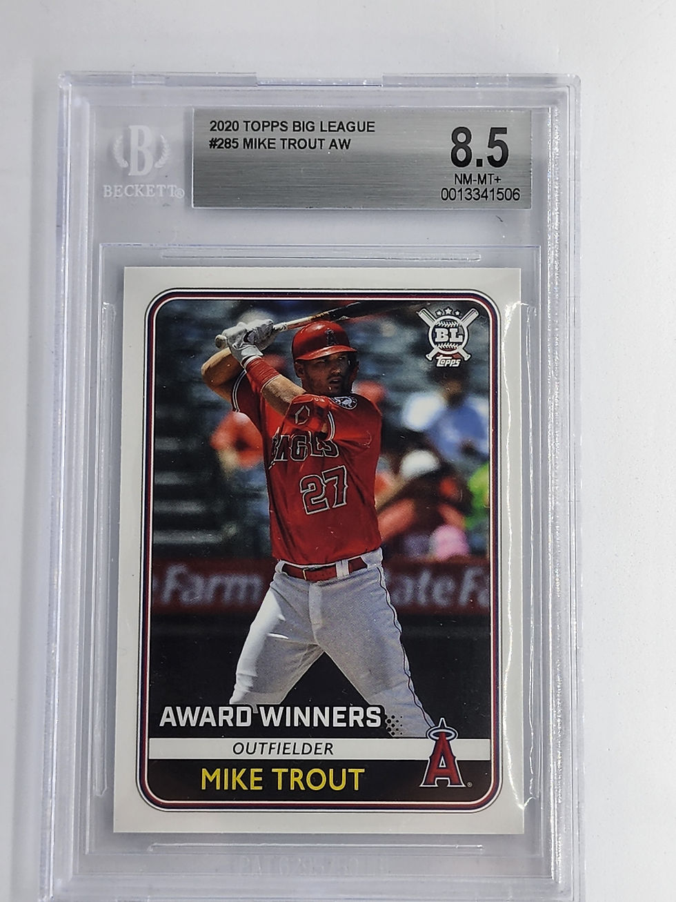 2020 TOPPS BIG LEAGUE #285 MIKE TROUT AW BECKETT GRADE 8.5