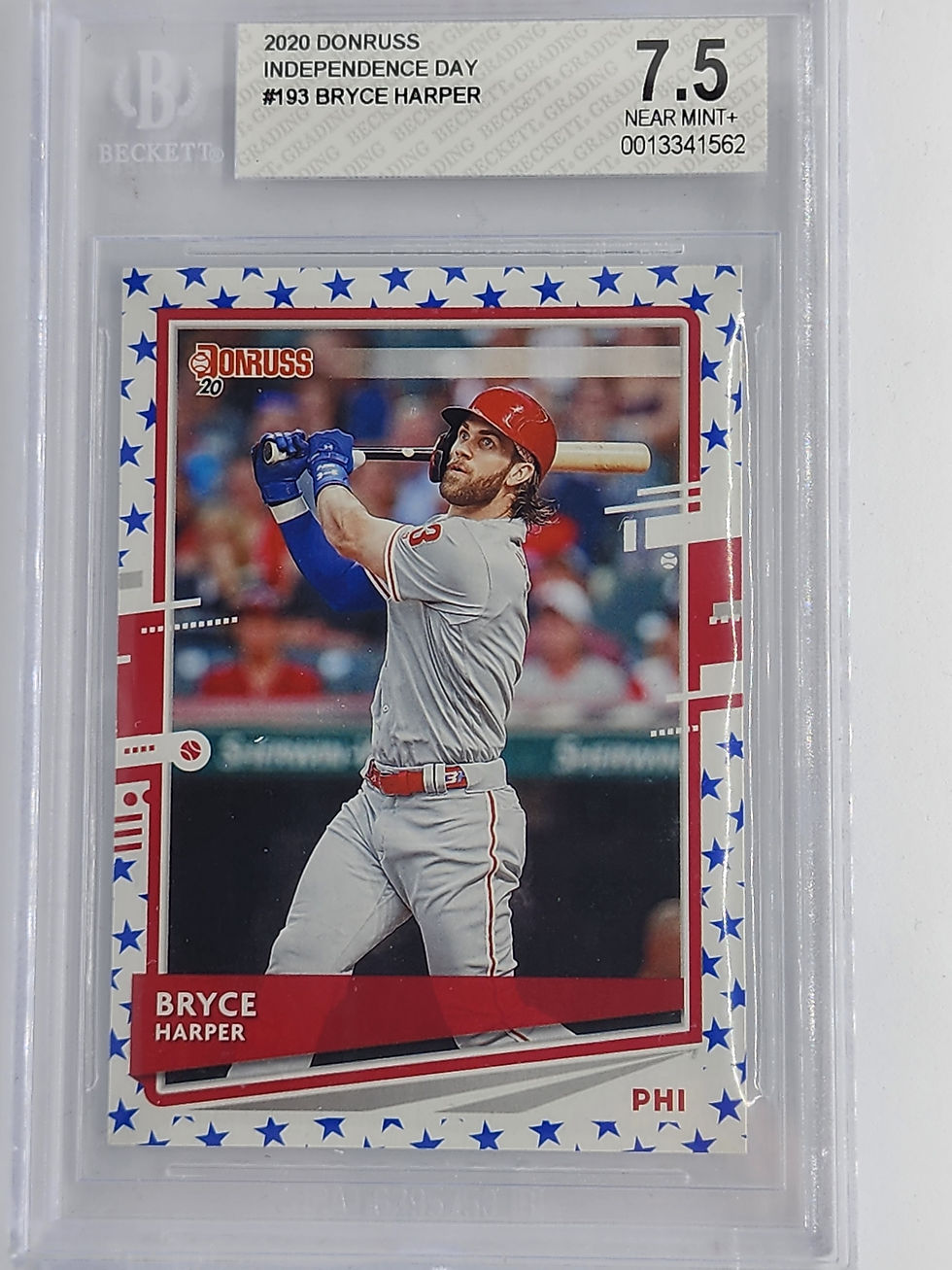 2020 DONRUSS INDEPENDENCE DAY #193 BRYCE HARPER BECKETT GRADE 7.5
