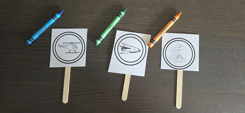 Paddle pop air vehicles puppets