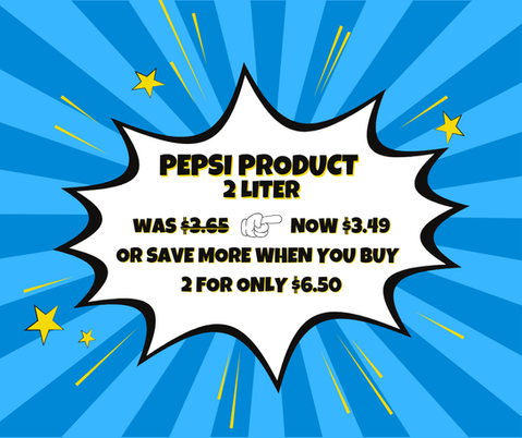 Picture of Pepsi 2-liter promotion.
