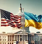 DALL·E 2024-09-23 17.56.44 - A casual illustration of American and Ukrainian flags flowing