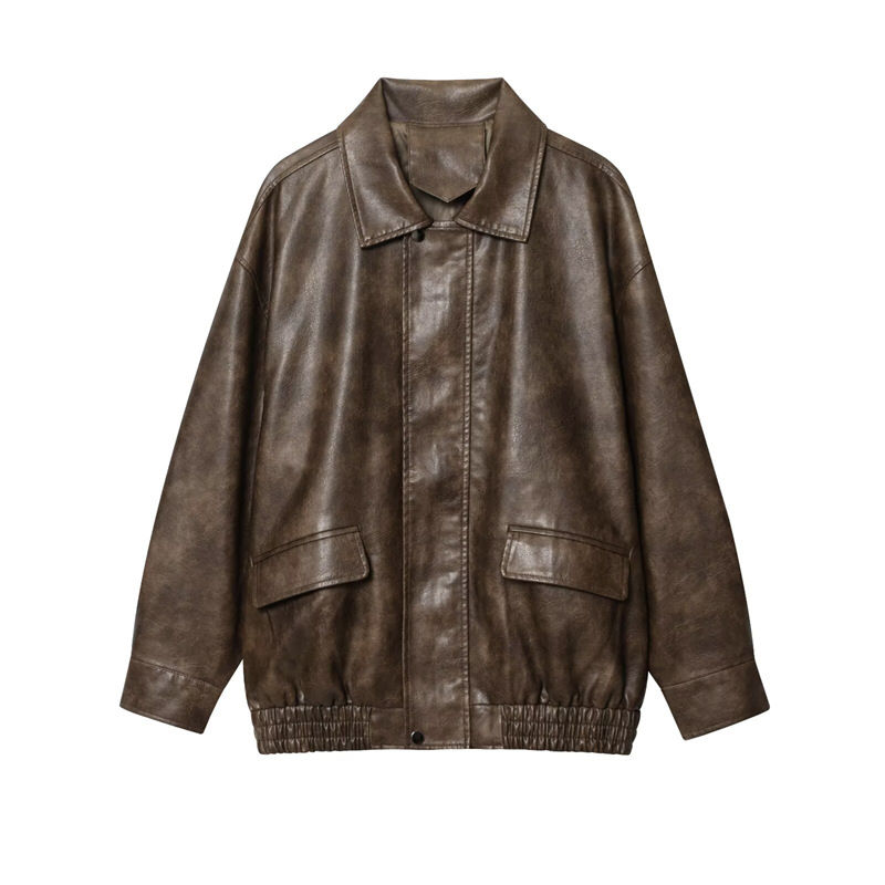 Thumbnail: Basic Pu Mid-Length Leather Jacket