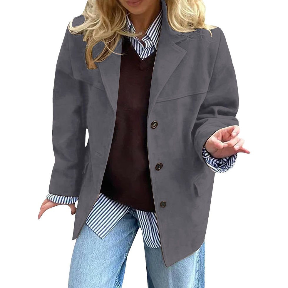Thumbnail: Womens Retro Loose Pocket Long Sleeve Blazer