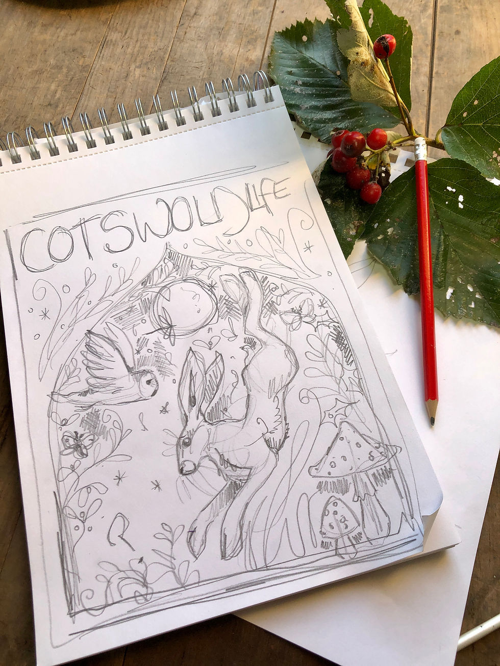 Thumbnail: The Original Cotswold Christmas Hare Painting