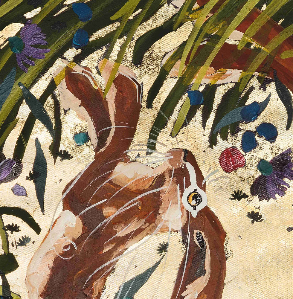 Thumbnail: Three Hares, ORIGINAL canvas