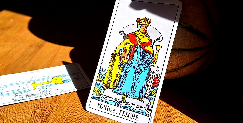 The King of Cups in the Rider-Waite Tarot as a symbol of emotional balance, compassion, and inner strength.
