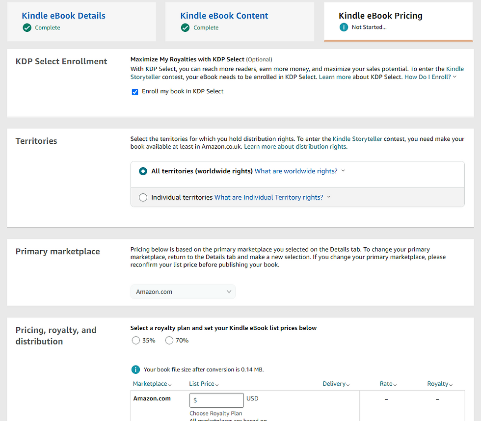 Kindle Direct Publishing - Kindle ebook pricing