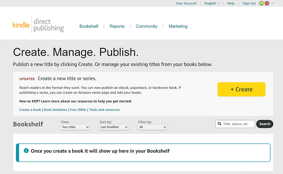 Kindle Direct Publishing - dashboard