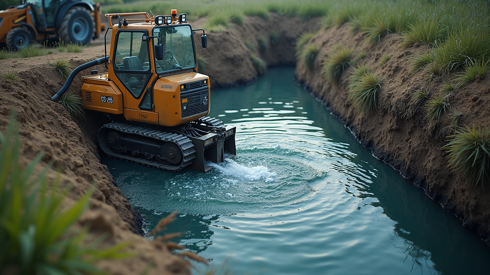 High angle view of bore water system maintenance with cleaning equipment