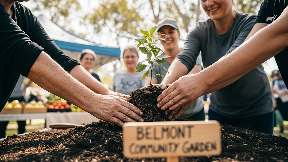 Close-up view of hands planting a young tree in soil