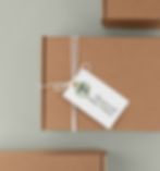 Cardboard box with a tag saying Silverwood Estate Winery against soft green background.