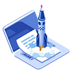 Laptop with rocket