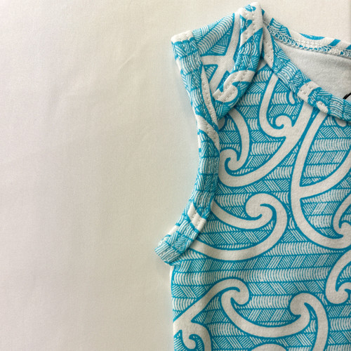 Whenua Whanau Singlet Onesie - Raumati (Kikorangi/Blue) | Pēpi Taiao