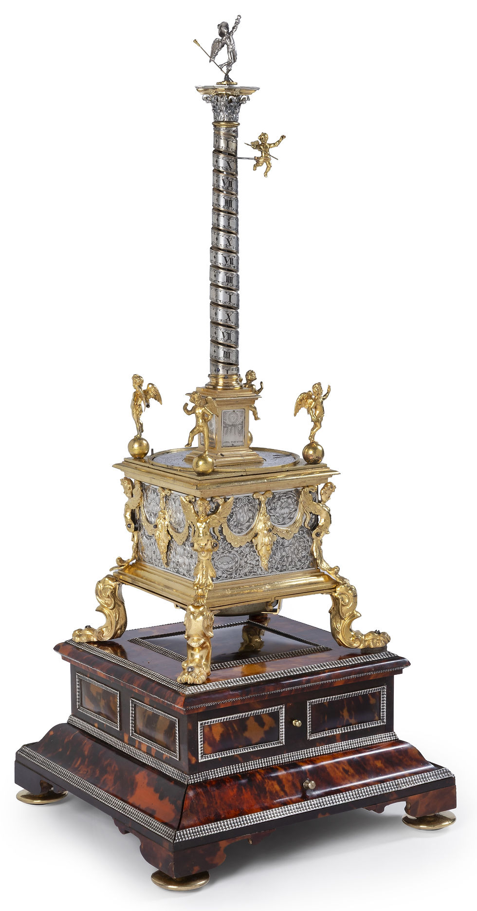 Relógio de mesa em forma de coluna, David Buschmann (1626–1701), Augsburg, c. 1660. © Mentink & Roest.