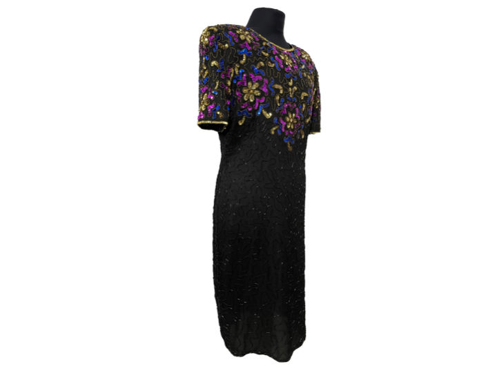 Miniatura: Vestido de seda bordada en lentejuela "Sandra" (Sin Estrenar)