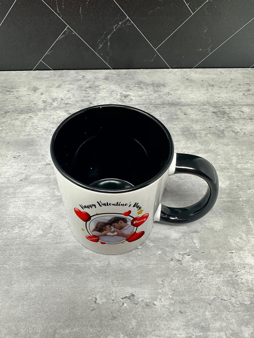Thumbnail: valentines day gift-11oz-custom name mug-custom photo mug-custom design mug-gift for lovers-colored handle-Gift For Couples