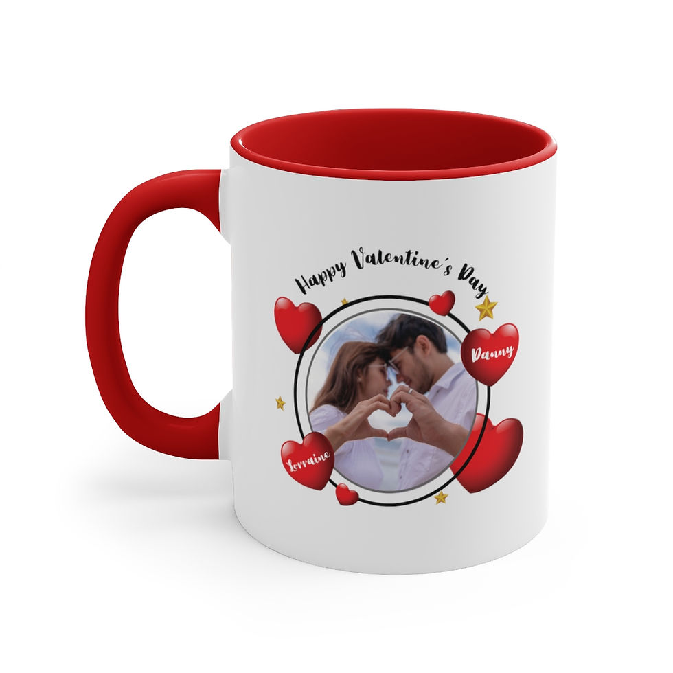 Thumbnail: valentines day gift-11oz-custom name mug-custom photo mug-custom design mug-gift for lovers-colored handle-Gift For Couples