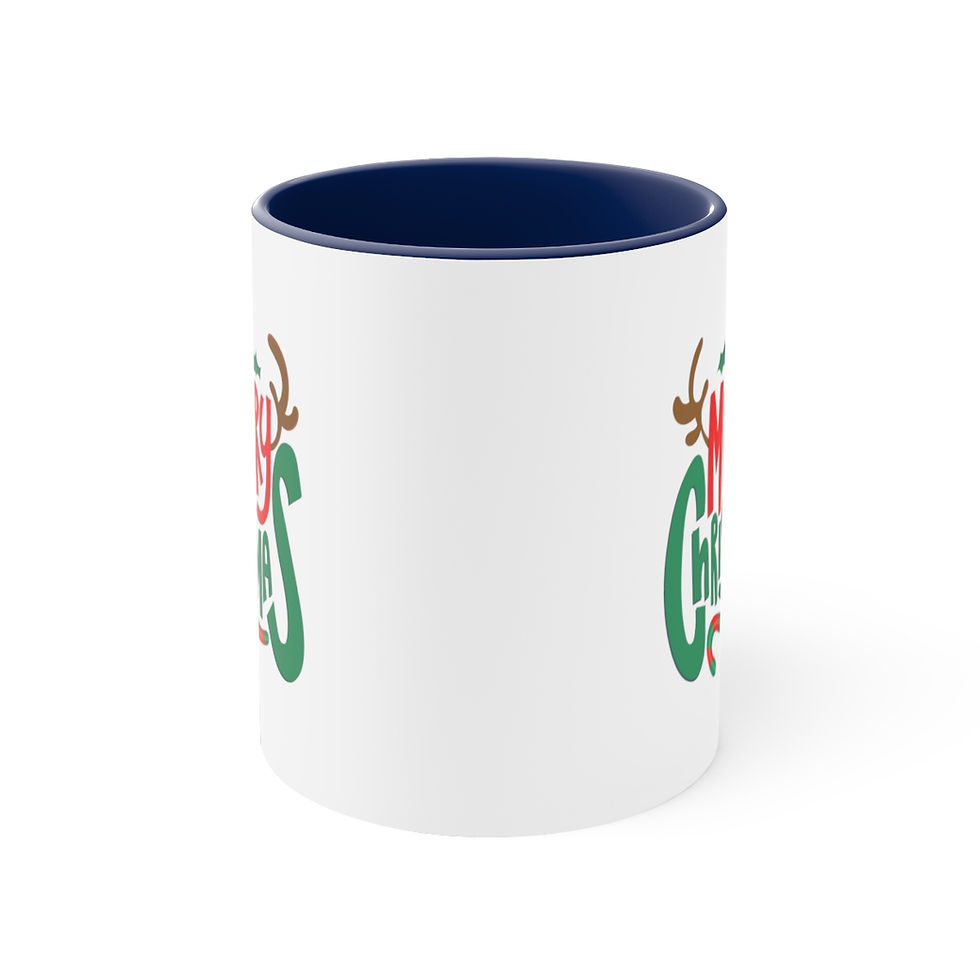 Thumbnail: Merry Christmas Coffee Mug Colored Handle 11oz, Holiday Tea Mug, Gift For Her