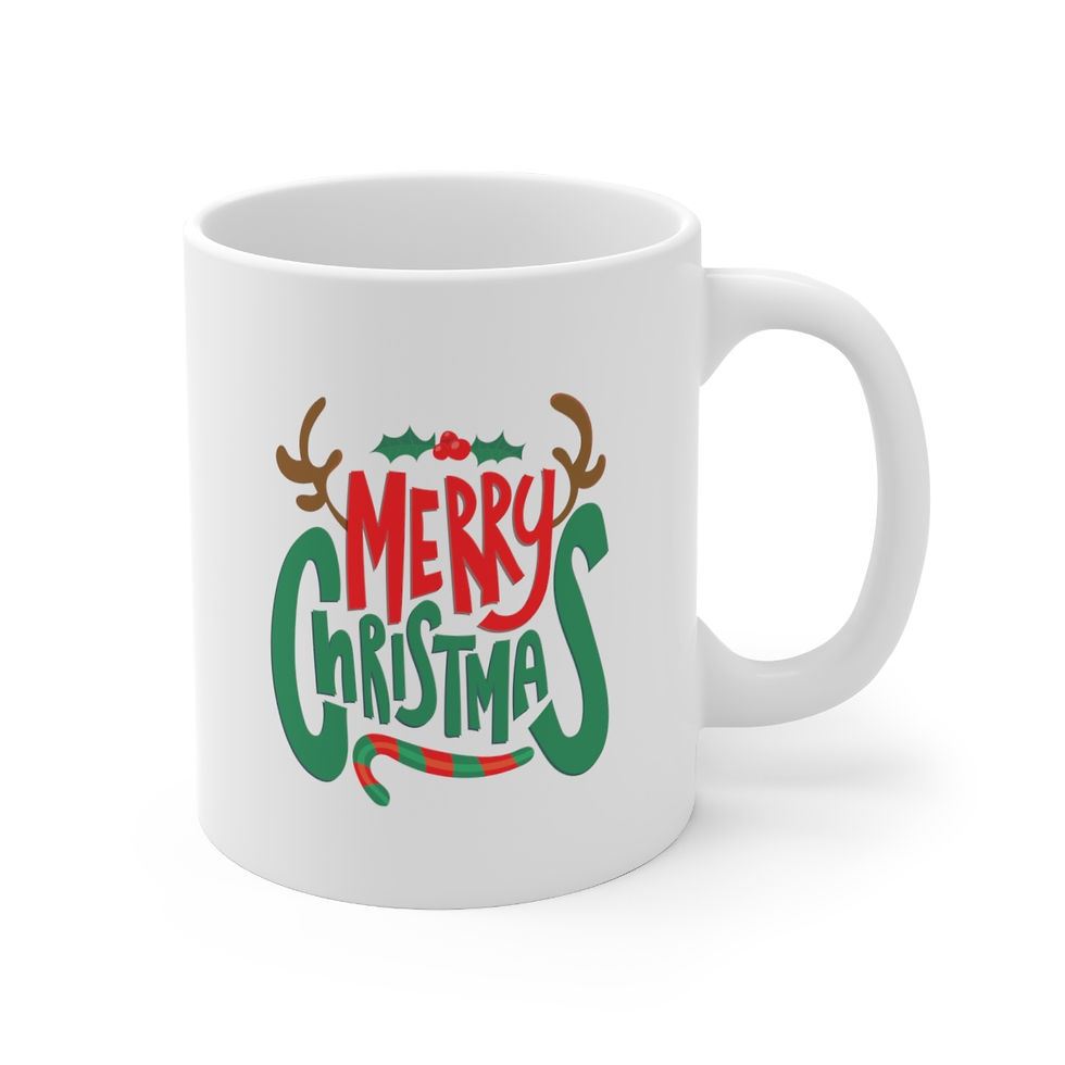 Thumbnail: Merry Christmas Coffee Mug White 11oz, Holiday Coffee Mug, Trendy Tea Mug