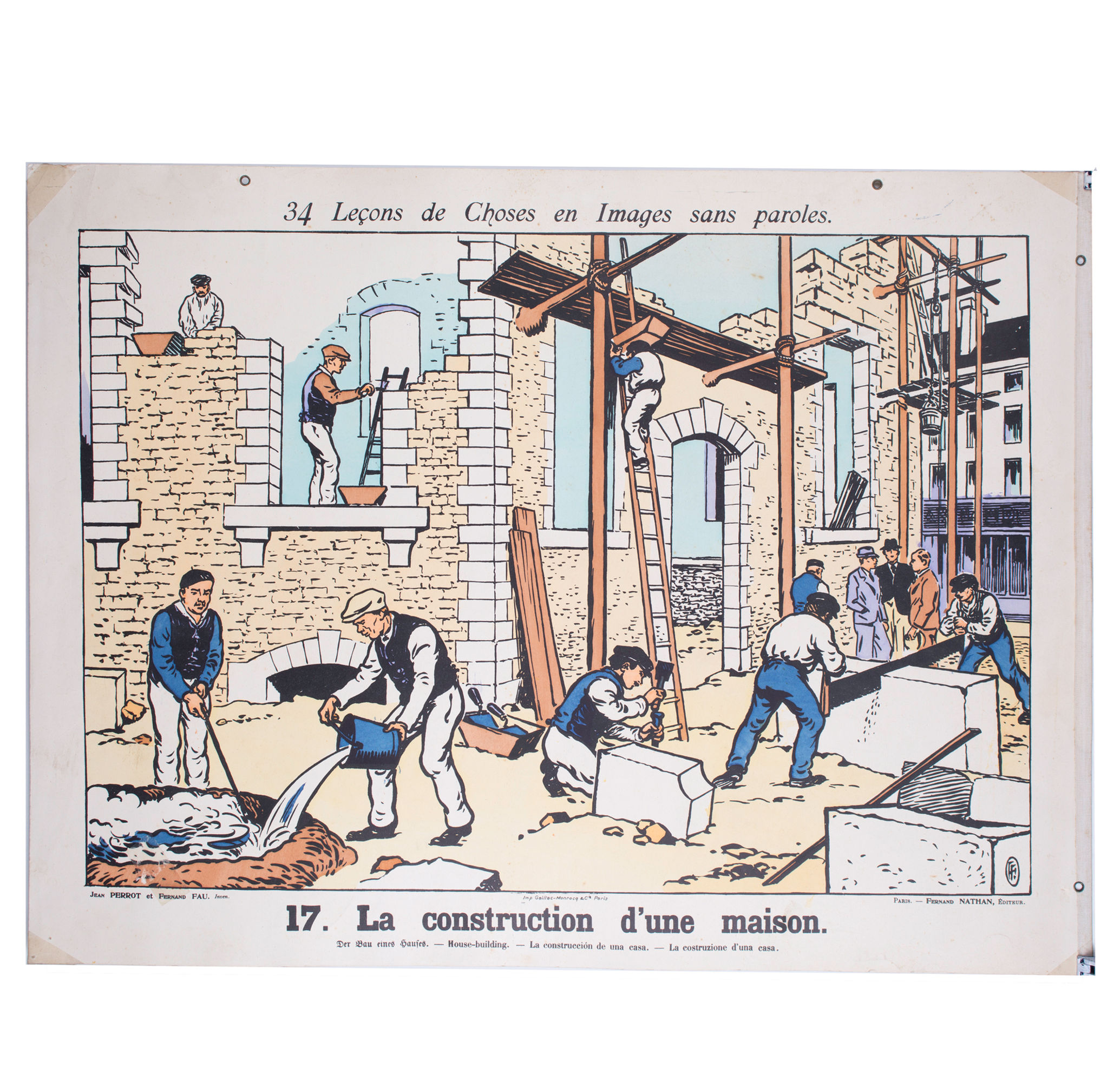 Vintage French School Poster Fernand Nathan housing - Double sided