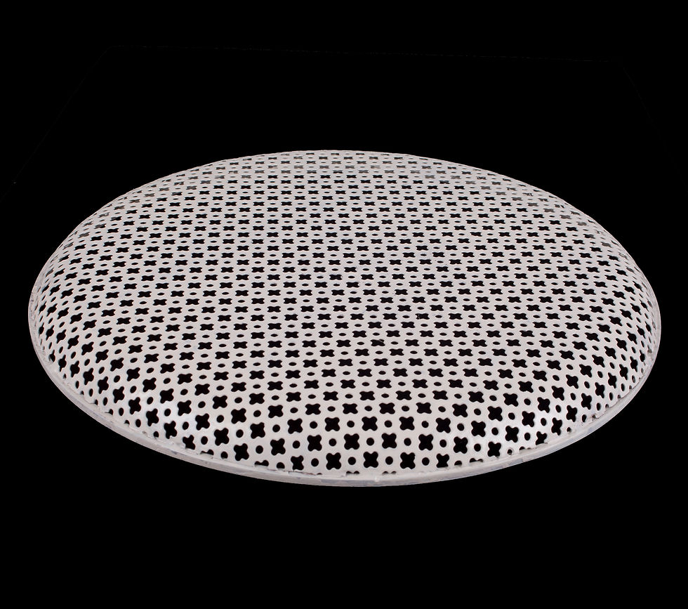 Large Mategot mid century round Tray rigitulle with stamped trim