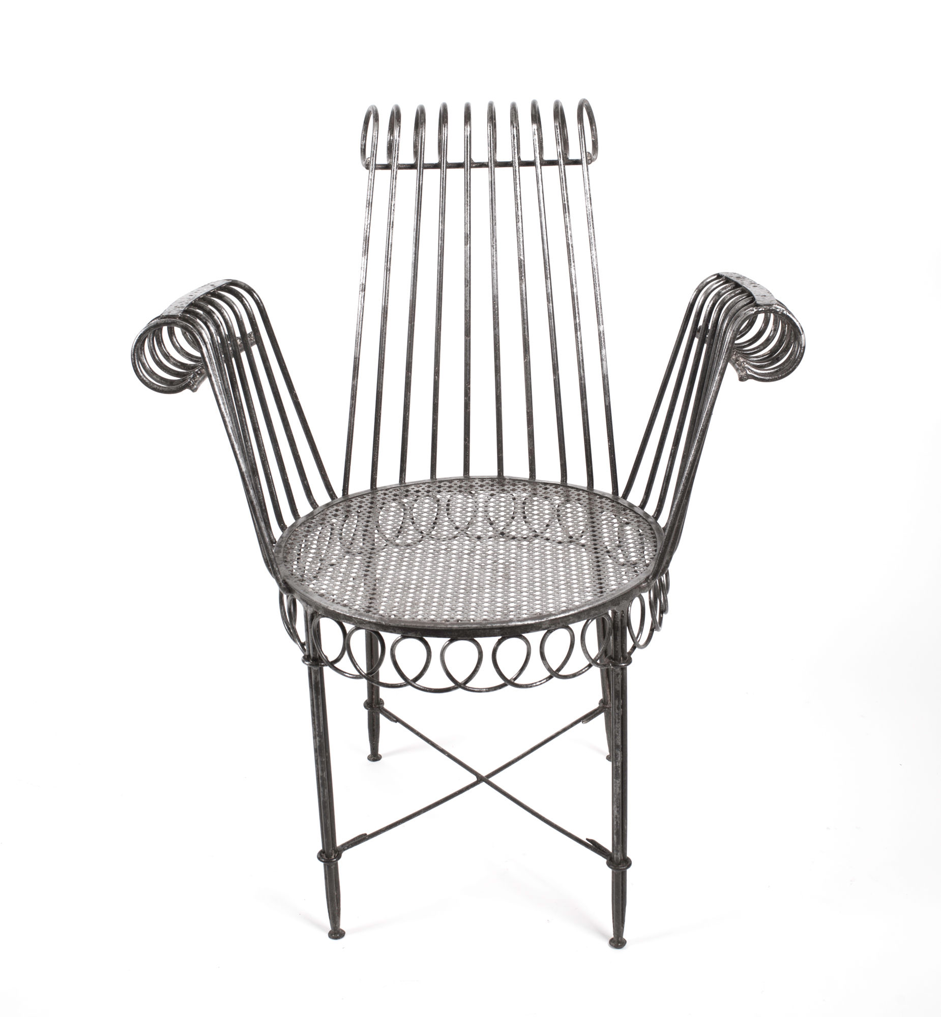 MATHIEU MATEGOT  single  metal armchair rigitulle cap d"ail French mid ce