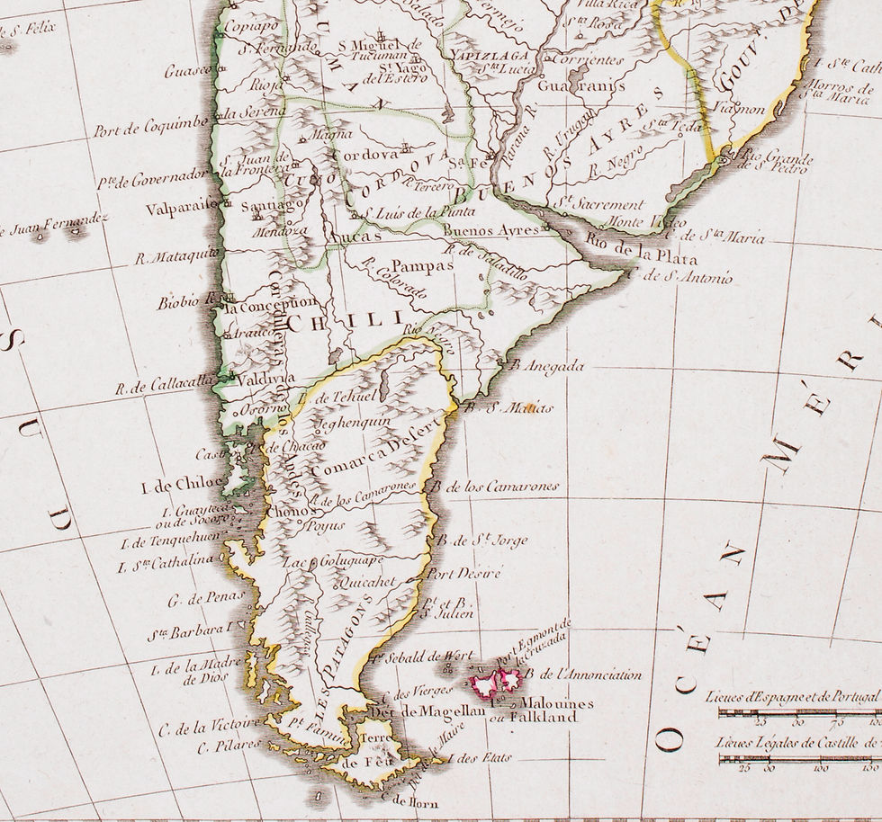 Thumbnail: French map of  South  America   published by Bonne  1781
