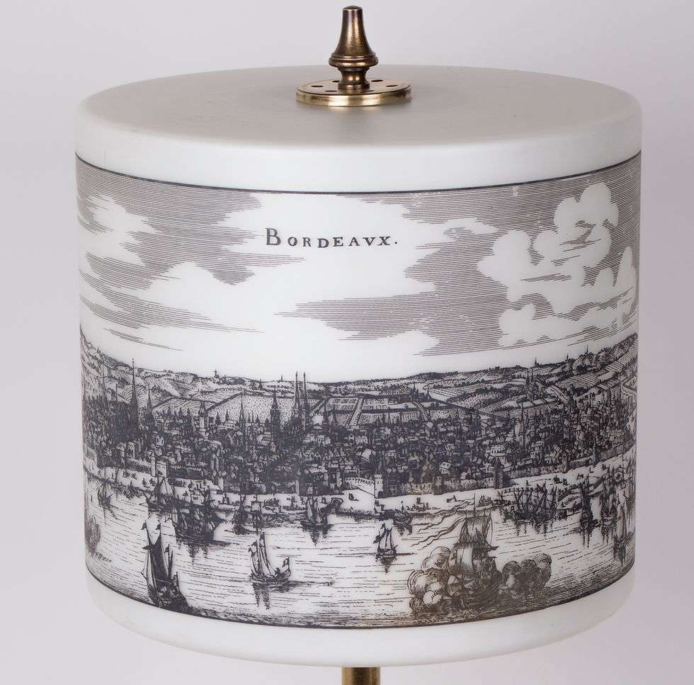Thumbnail: Mid century table lamp opaline in the manner of Fornasetti