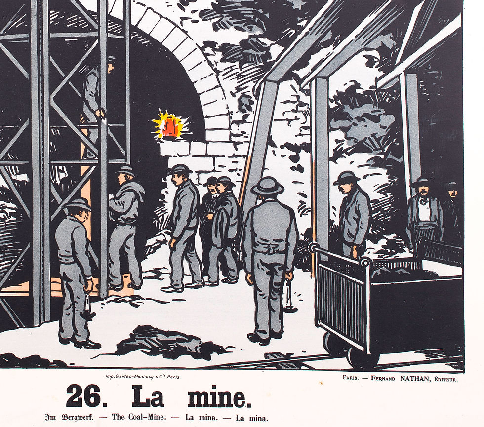 Thumbnail: Vintage French School Poster Fernand Nathan Double sided potter and  coal mining