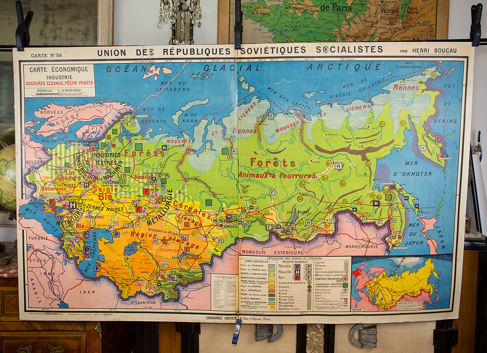 Thumbnail: Large French map  of the USSR /URSS 1970 school aid Soviet Union