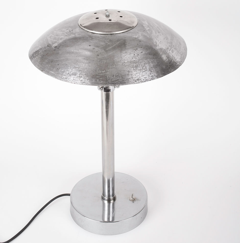 Thumbnail: Bauhaus table lamp in nickel-plated steel by Franta Anyz Czechoslovakia