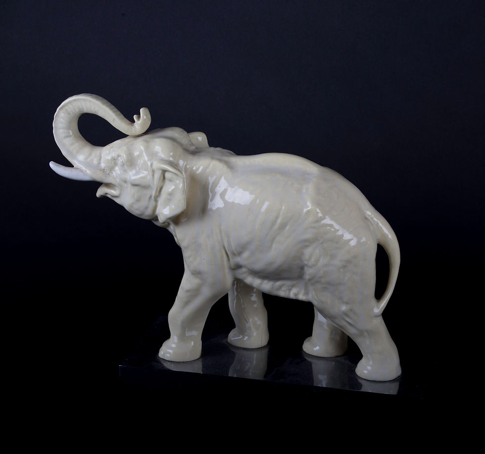French Art Deco craquele Crackle Ceramic decorative art Elephant