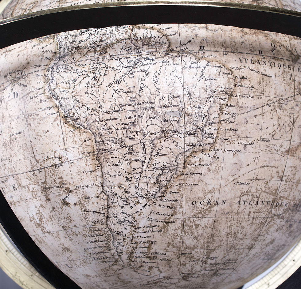 Thumbnail: 1831 Charles Dien 14" FRENCH TERRESTRIAL GLOBE ANTIQUE BRASS MERIDIEN